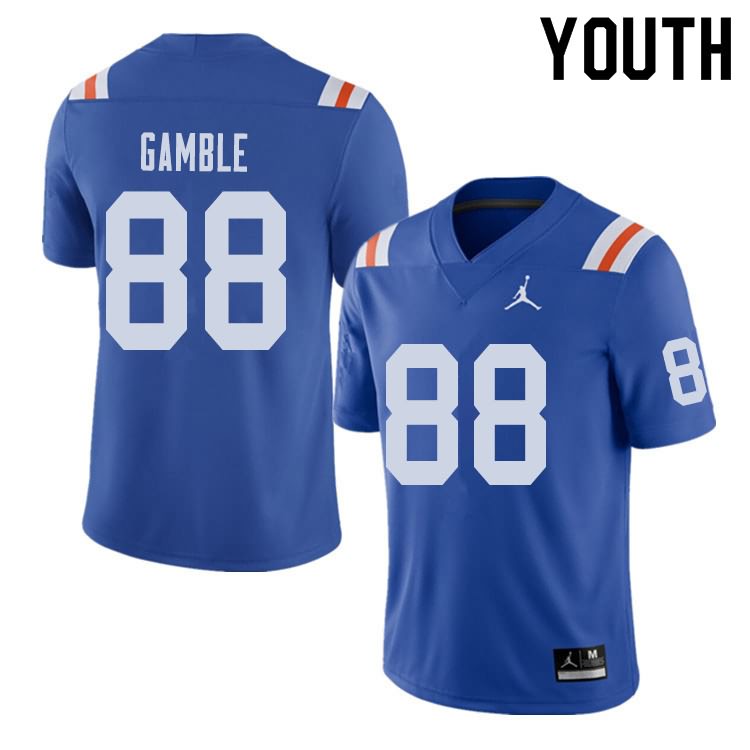 Youth NCAA Florida Gators Kemore Gamble #88 Stitched Authentic Alternate Jordan Brand Royal Throwback College Football Jersey XMM0565WR